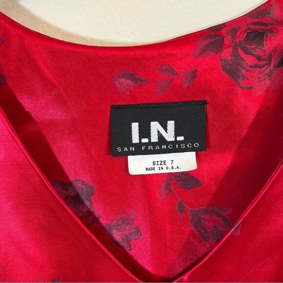 ✨ I. N. San Francisco Red Floral Satin Mini Dress 7 - Picture 4 of 10